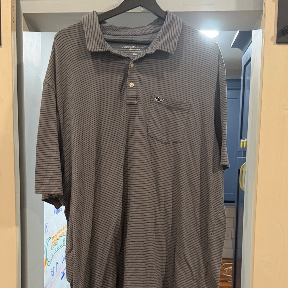 Vineyard Vines Gray Striped Polo Shirt